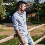 Men Shirt Long Sleeved Striped Casual Slim Fit Shirts