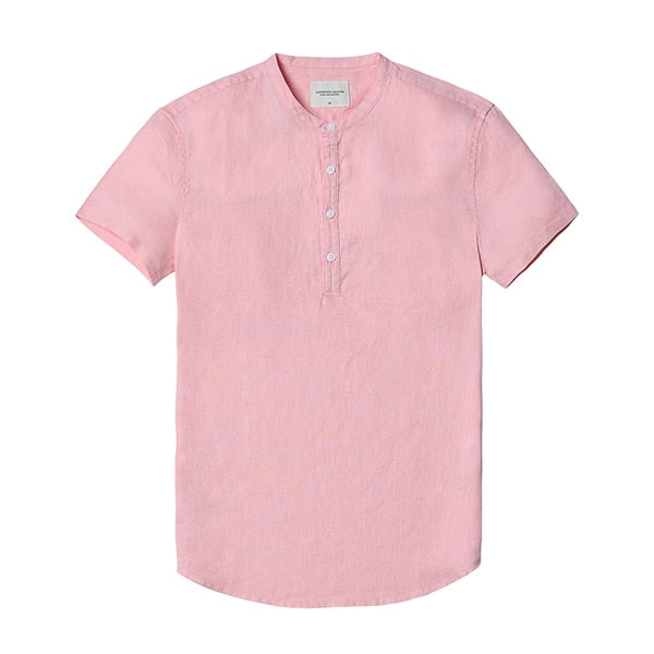 New Arrival Summer Short-sleeved Shirts Men 100% Linen