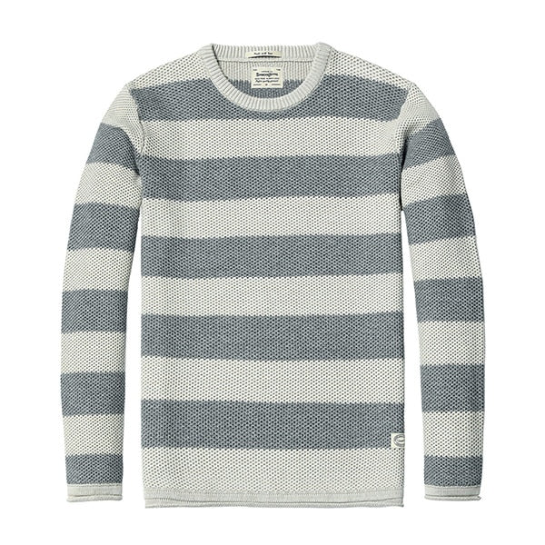 New Unique Striped Sweater 100% Cotton O-neck
