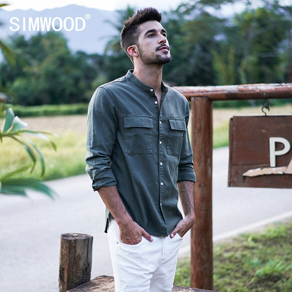 New Mandarin Collar Pure Cotton Slim Fit