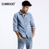 New Denim Shirts Men Pocket Slim Fit Long Sleeve Denim