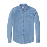 New Denim Shirts Men Pocket Slim Fit Long Sleeve Denim