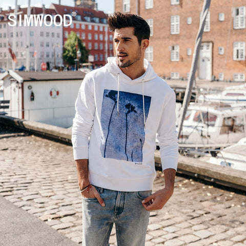 White Printed Hoodie