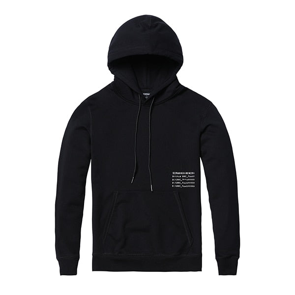 Black Slim Letter Printed Pullover Hoodie