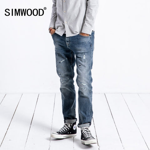 Jeans Men Fashion Casual Hole Denim Trouser