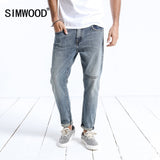 Winter New Jeans Men Slim Fit Letter Printed Vintage