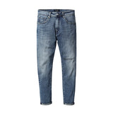 Winter New Jeans Men Slim Fit Letter Printed Vintage