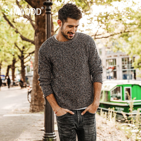 Sweater Men 2019 autumn Cotton Mix Wool Cashmere Pullover O-neck Sweater