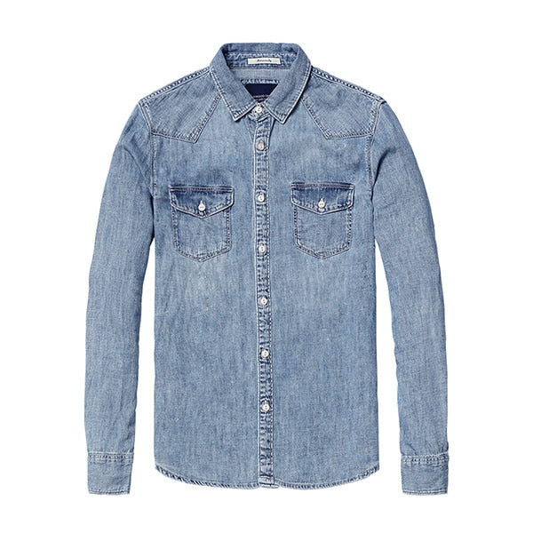 Denim Casual Shirt Men 100% Pure Cotton