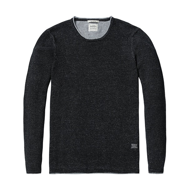 Men Plus Size Design Curl Hem Knitted 100% Cotton Pullovers
