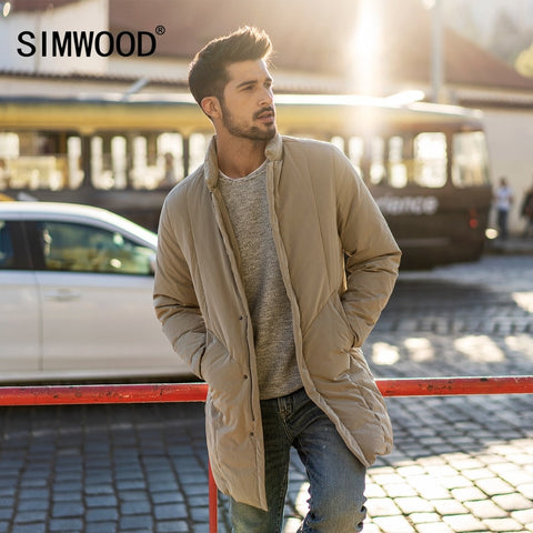 Men Long Jackets Black Warm Slim Fit