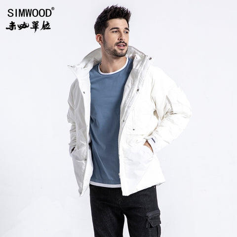 Patch Pocket Fashion Hooded Puffer Parka Men