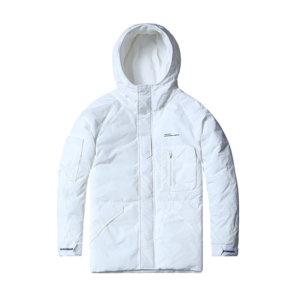 Patch Pocket Fashion Hooded Puffer Parka Men