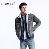 Denim Warm  Jackets Men Shearling Collar